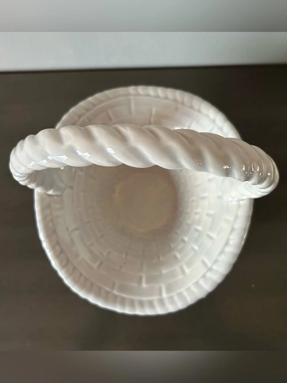 Vintage White Ceramic Basket